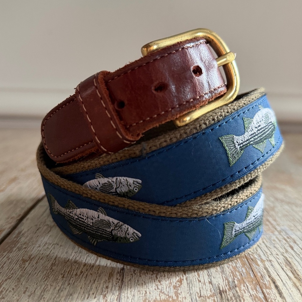 Preston Striped Bass Fishing Belt Size 40 Canvas Leather Preppy Gorpcore Dad